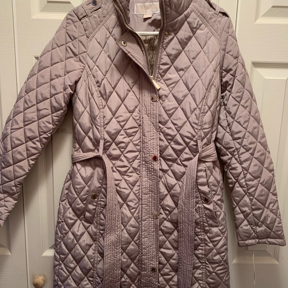 Michael Kors Quilted Puffer Coat - Light Gray